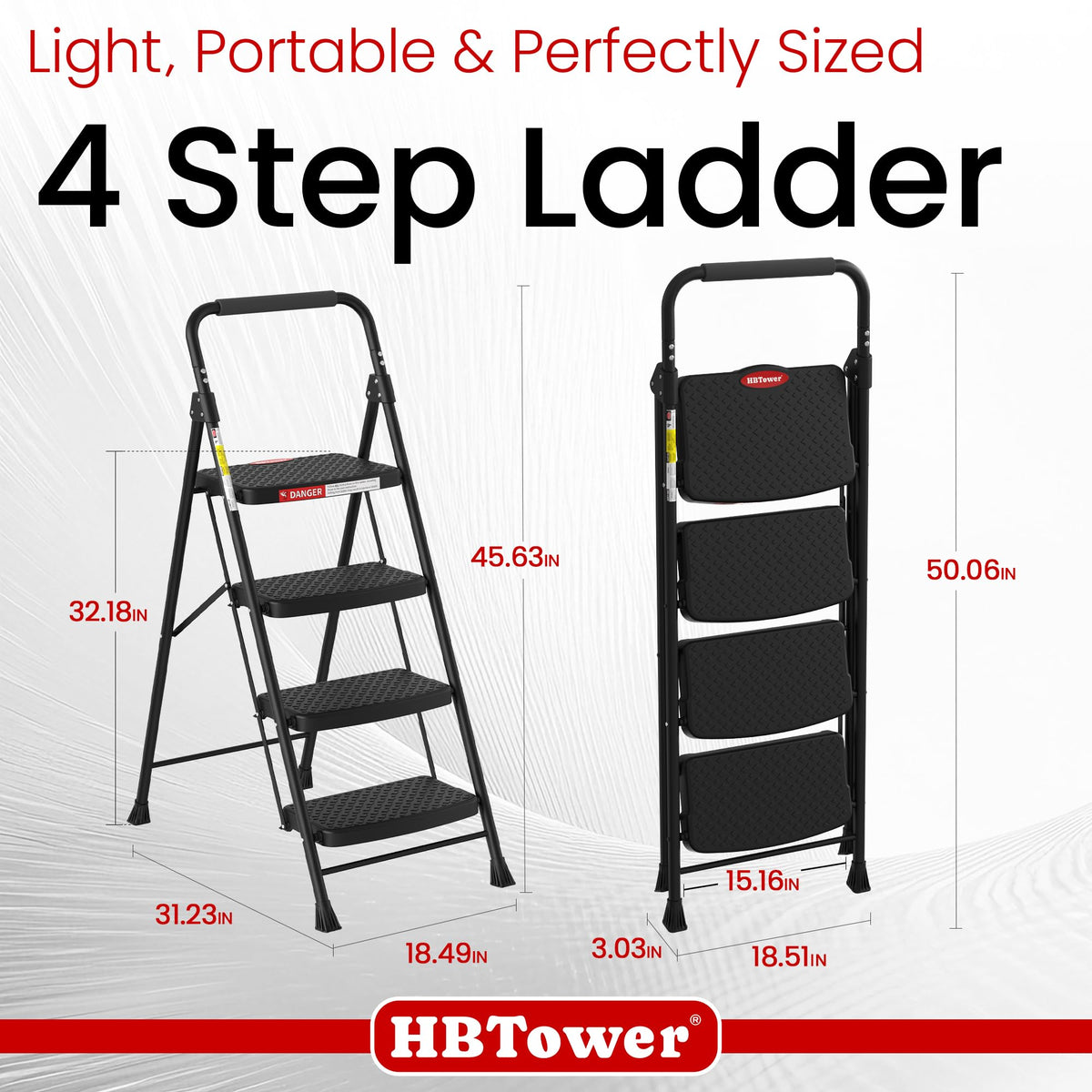 4 Step Ladder Foldable with Wide Anti-Slip Pedal W931