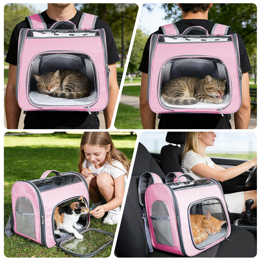 Airline Approved Cat Soft-Sided Carrier Backpack Up to 12 lbs Pink S17605