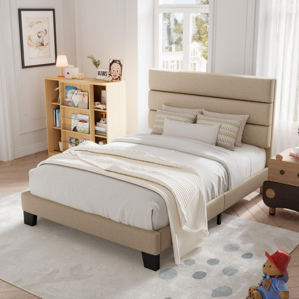 Twin Size Fabric Upholstered Platform Bed Frame P64639
