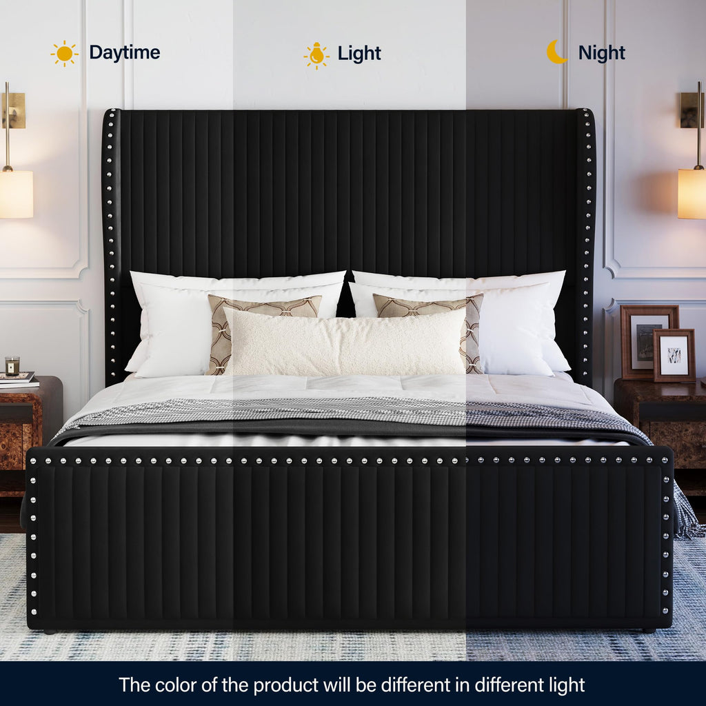Queen Size Bed Frame with 55" Headboard Black I643