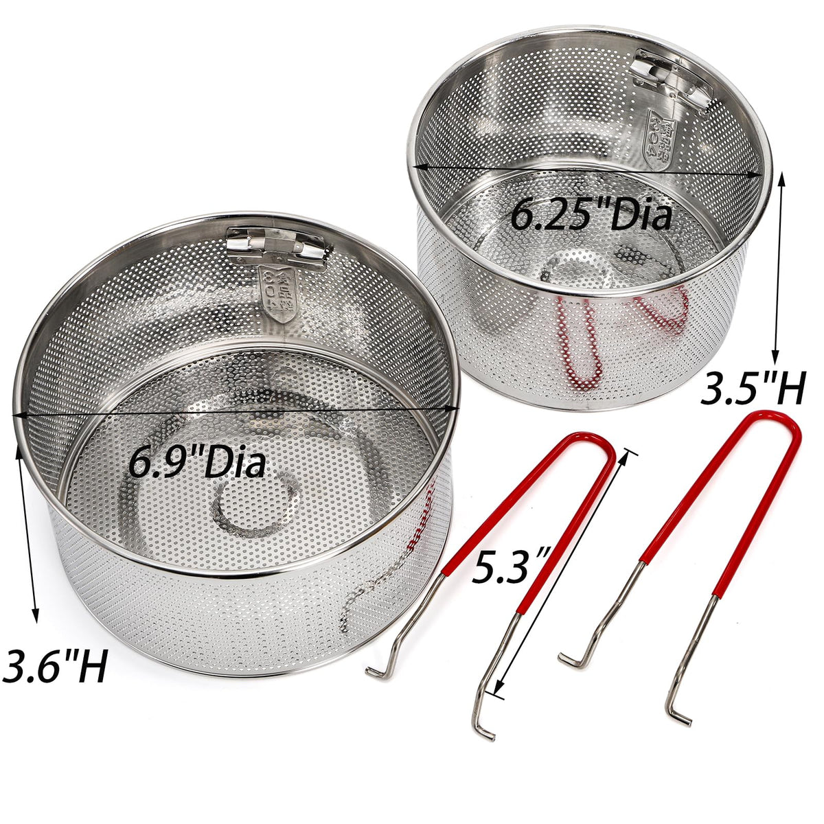 Set of 2 Stainless Steel Pasta Strainers with Removable Handle N942