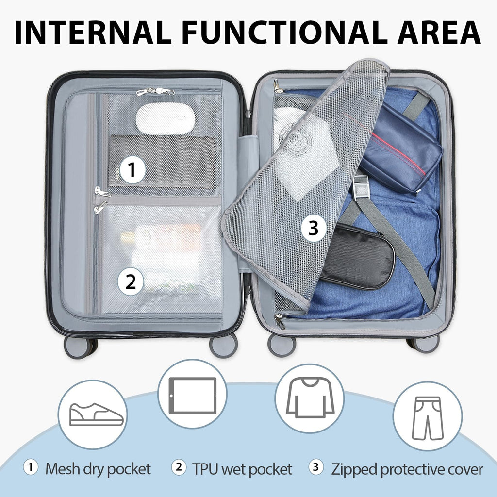 Black 20-Inch Carry On Luggage with Spinner Wheels X620