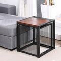 Set of 2 Square Nesting Coffee Table with Metal Frame F32231