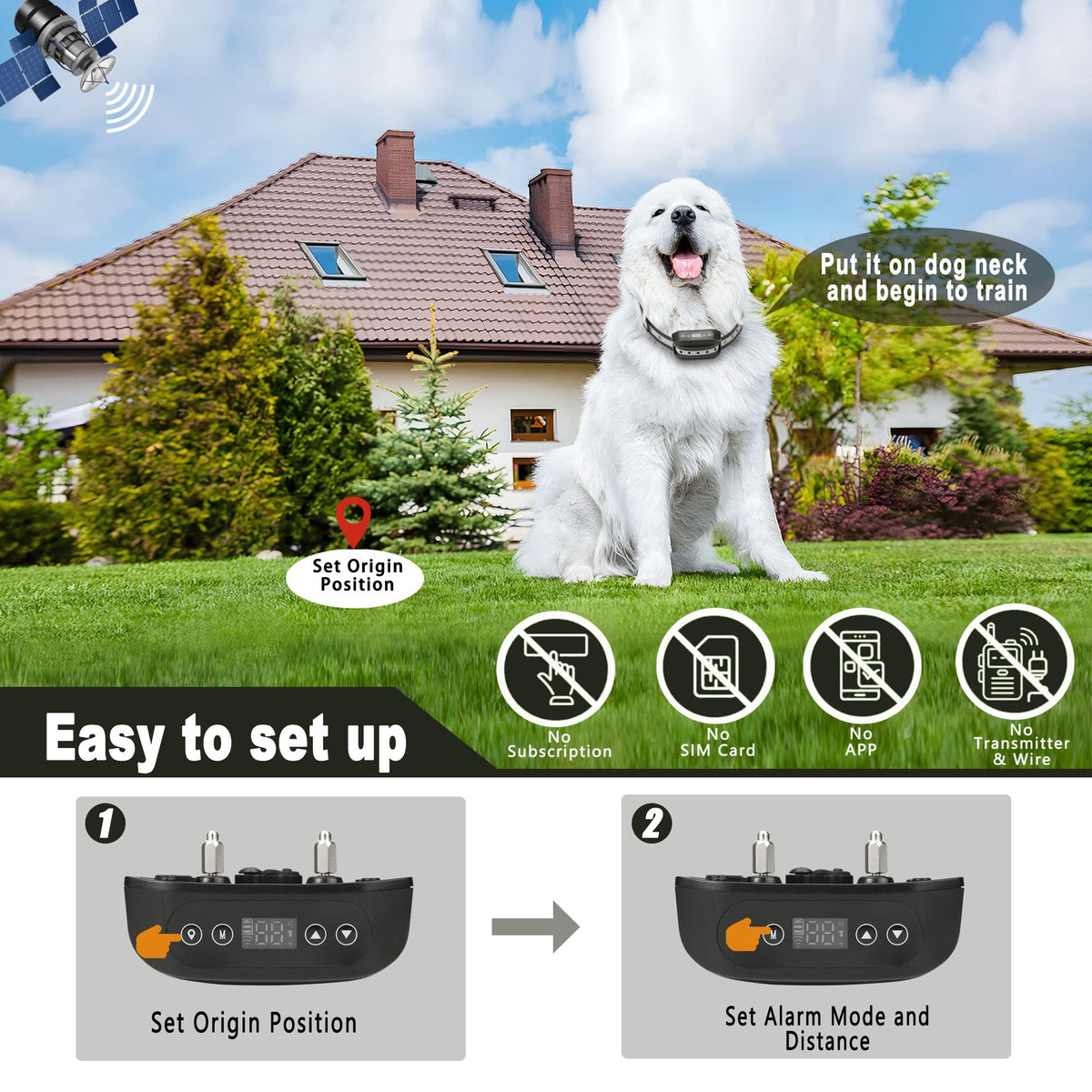 Wireless Dog Fence System with Waterproof Rechargeable Collar T269