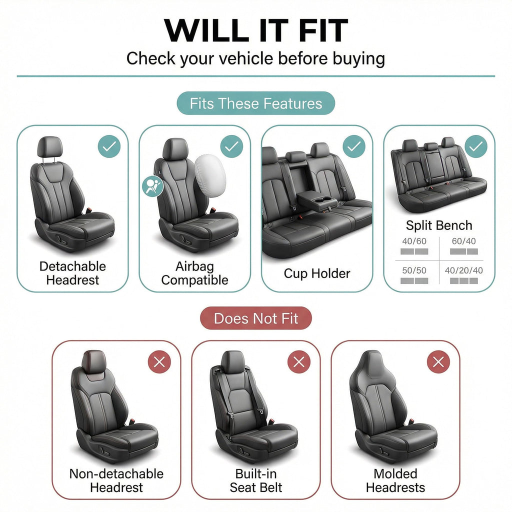Gray Black Universal Fit Automotive Seat Covers Combo Set with Steering Wheel Cover and Seat Belt Pad O7424