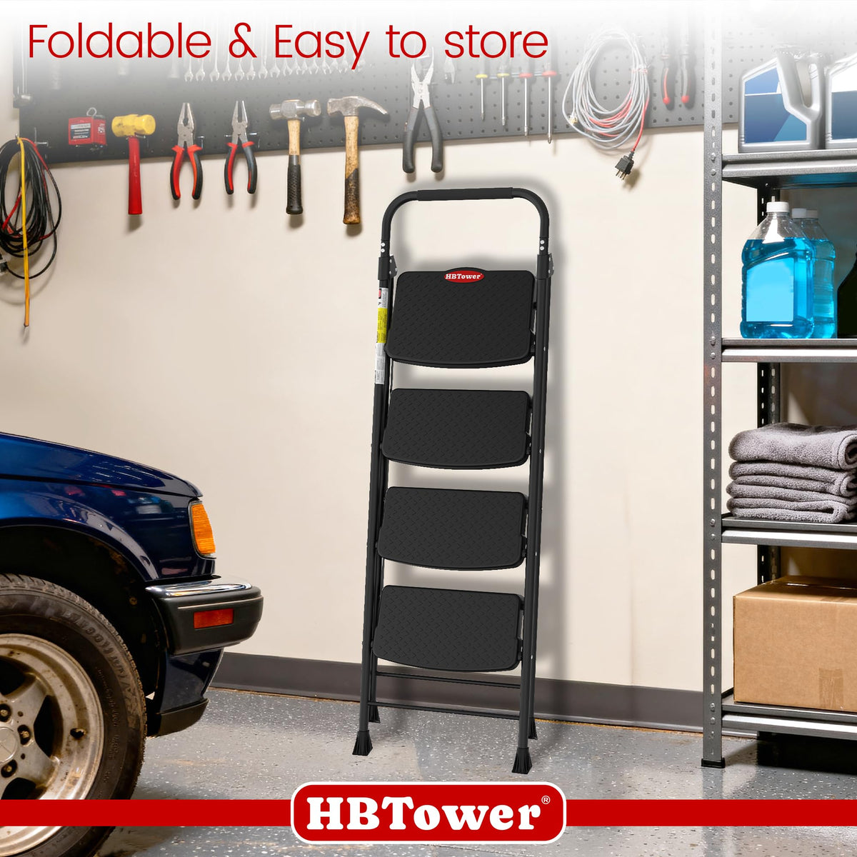 4 Step Ladder Foldable with Wide Anti-Slip Pedal W931