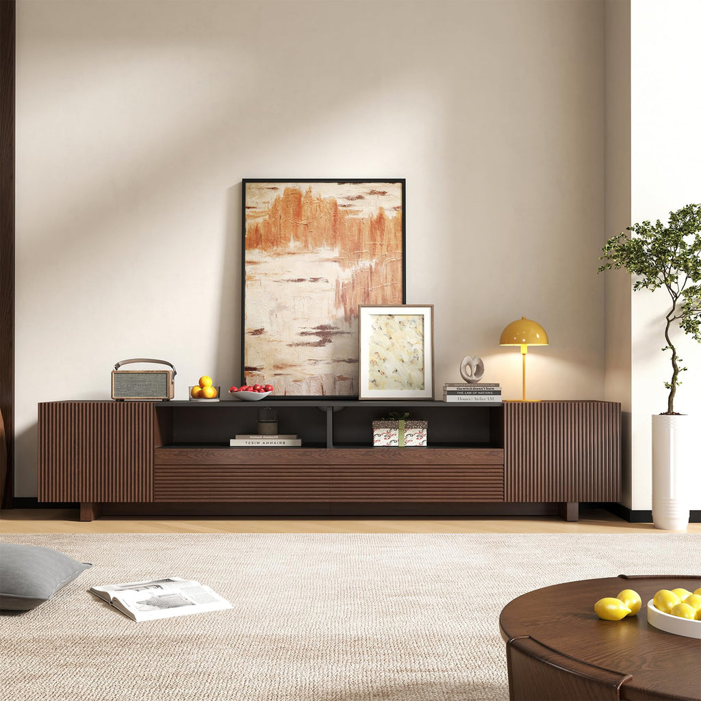 78.8 Inch Dark Brown Walnut TV Stand with Storage D652642
