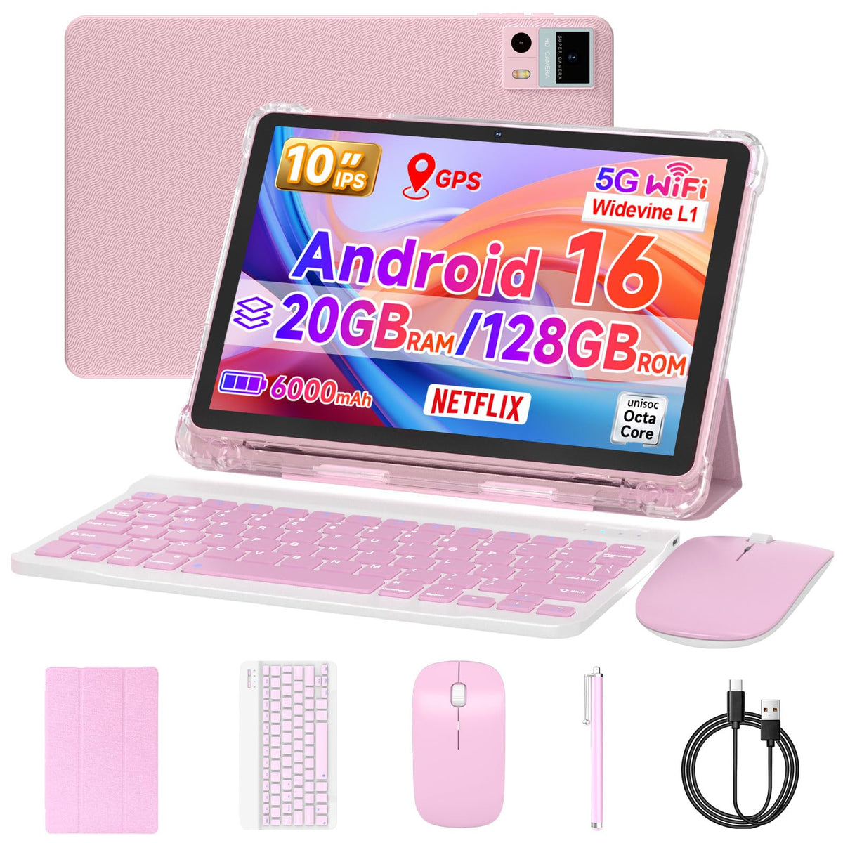 10 Inch Android Tablet with Case Pink A509