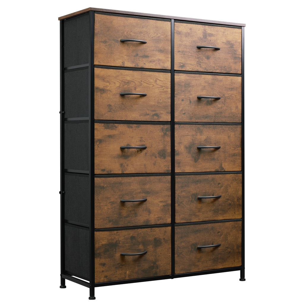 Rustic Brown Wood Grain Print Tall Dresser P292
