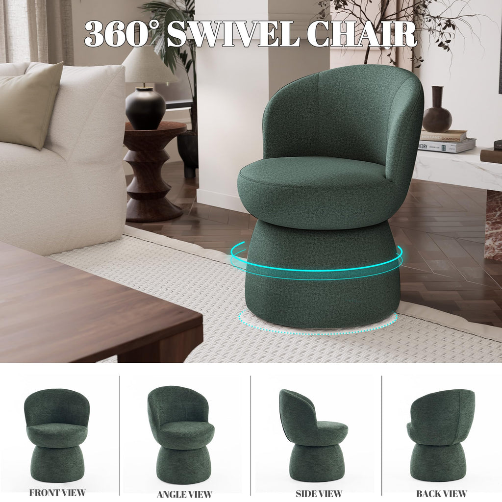Green Boucle Fabric Swivel Accent Chair Set of 2 R874545