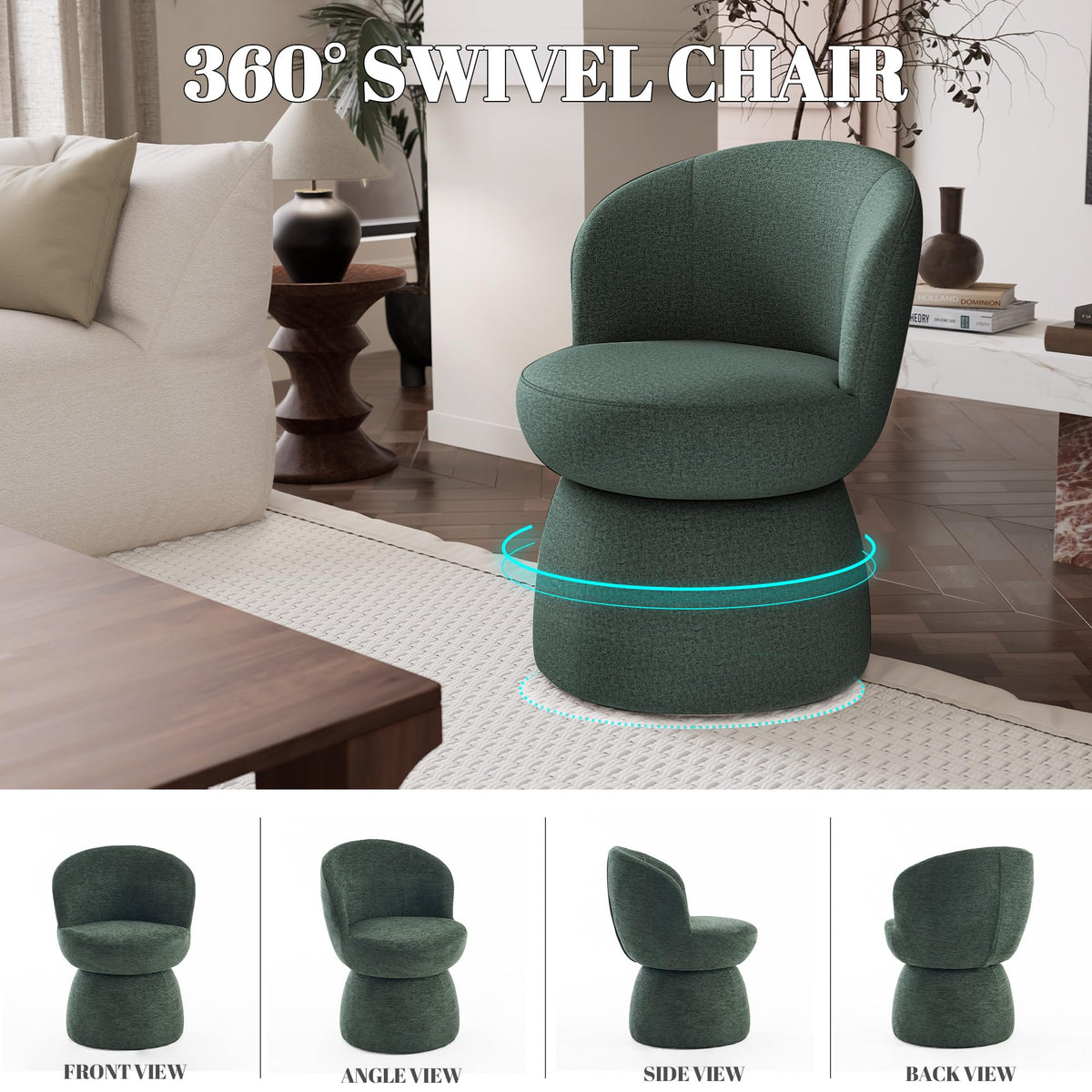 Green Boucle Fabric Swivel Accent Chair Set of 2 R874545