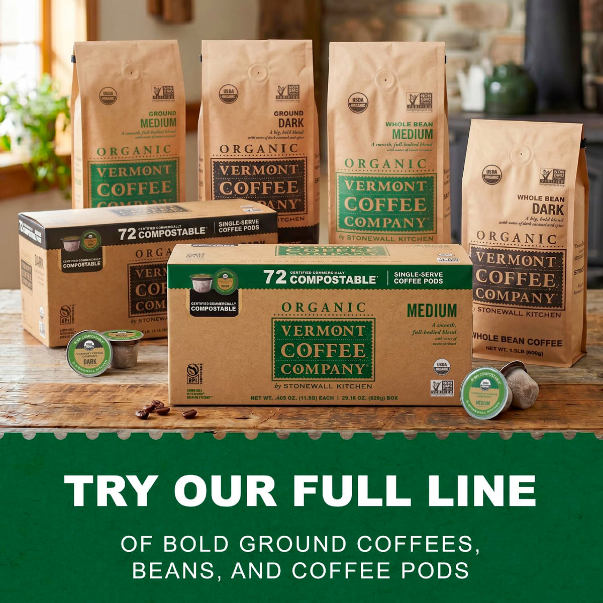 Organic Medium Roast Compostable Coffee Pods, 10CT P10950
