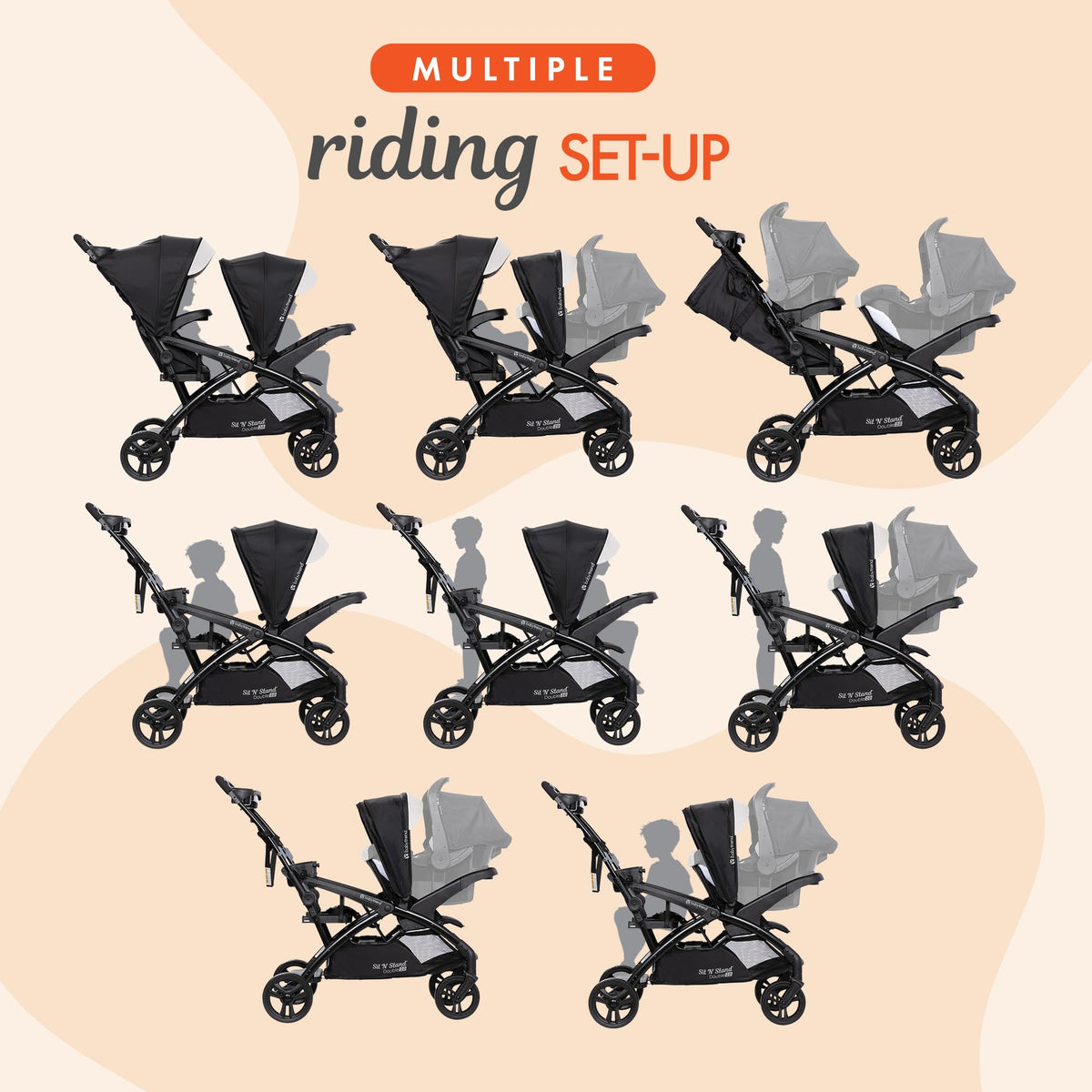 Double Stroller & 2 Car Seats A660775