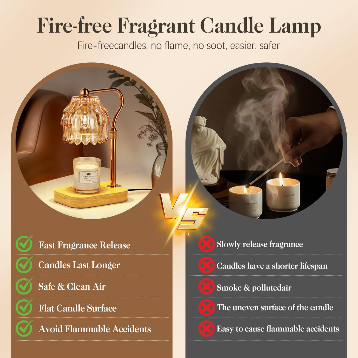 Candle Warmer Lamp with Timer Dimmer Adjustable Height Glass X64589
