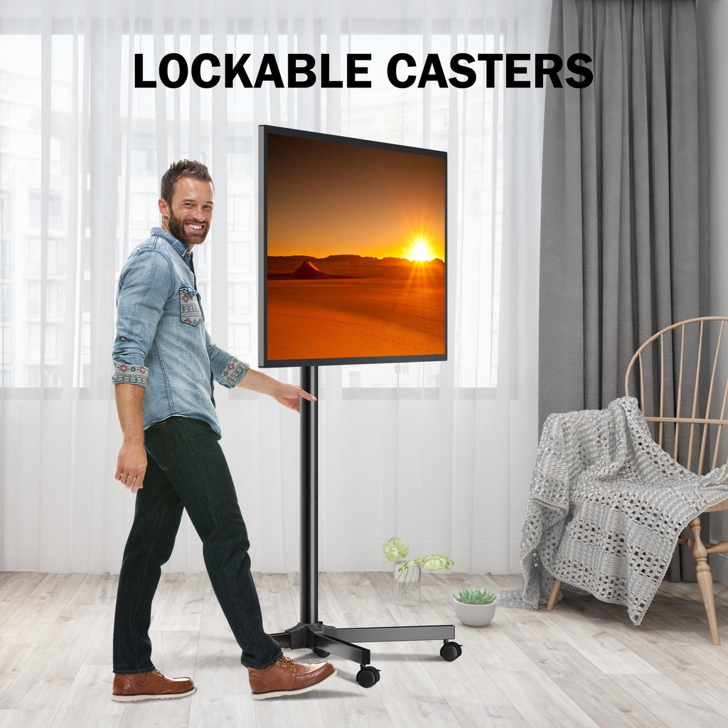 Rotating Rolling TV Stand on Wheels for 13-50" Flat/Curved TVs V19560