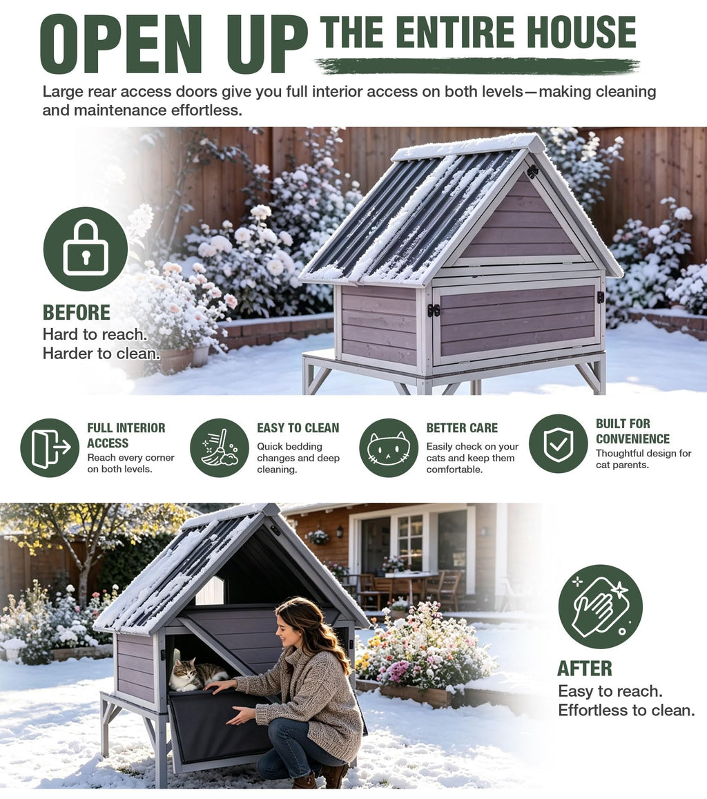 Extra Large 2-Levels Heated Insulated Cat House K950