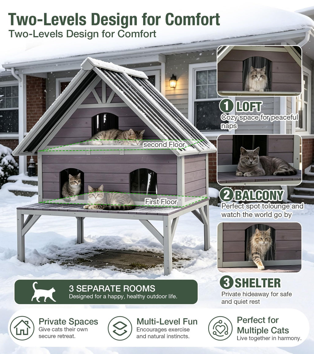 Extra Large 2-Levels Heated Insulated Cat House K950
