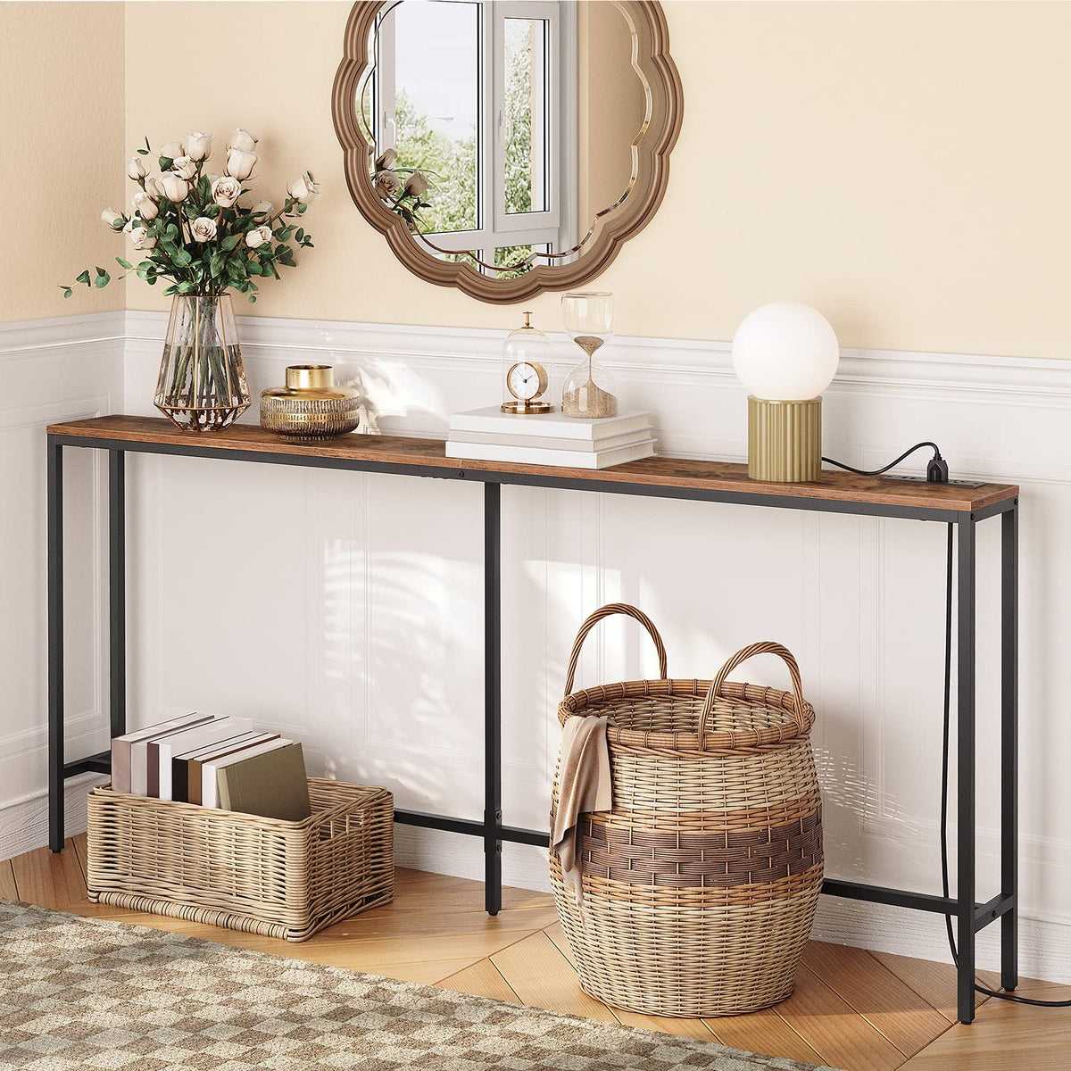 70.9" Narrow Console Table with Power Outlet Y41985