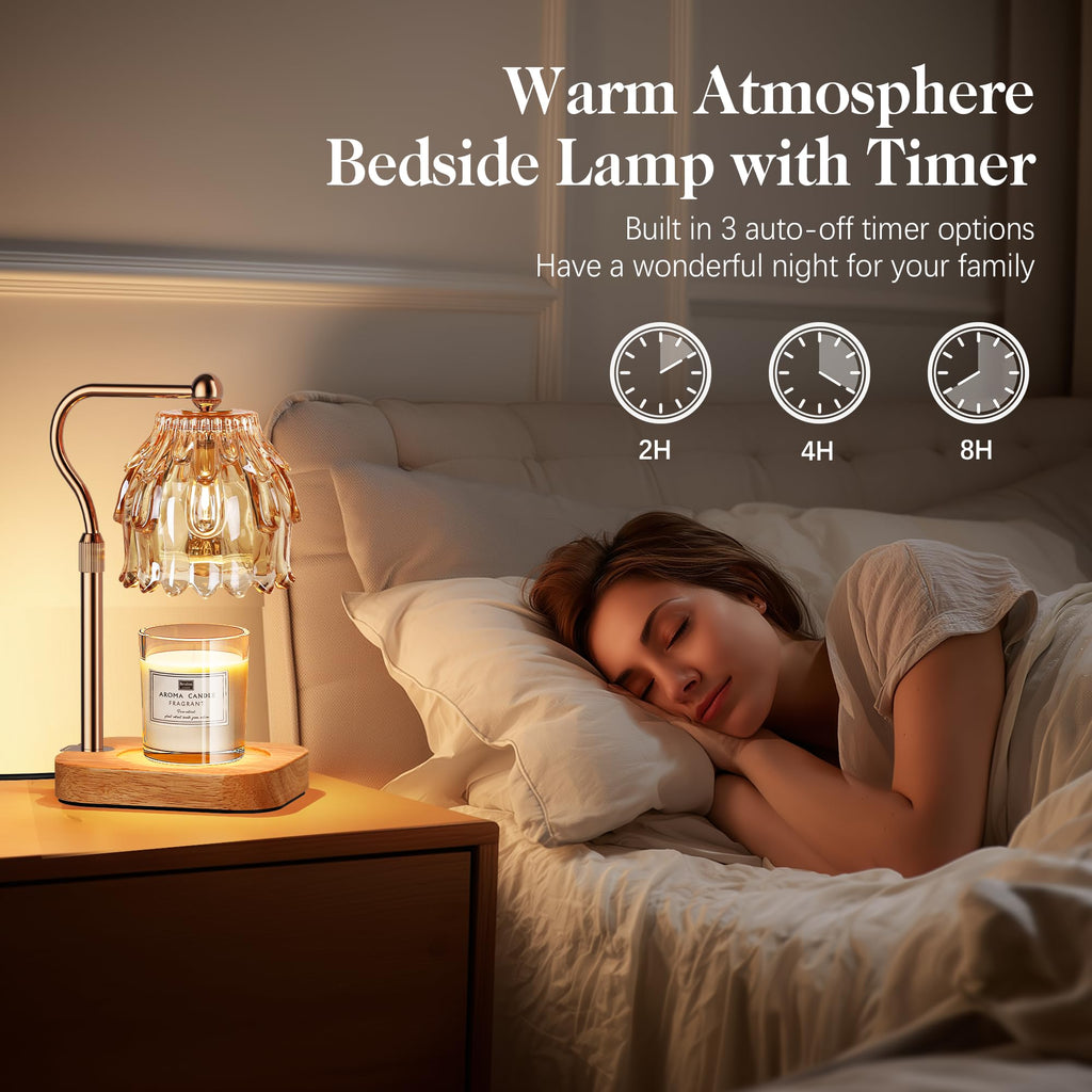 Candle Warmer Lamp with Timer Dimmer Adjustable Height Glass X64589