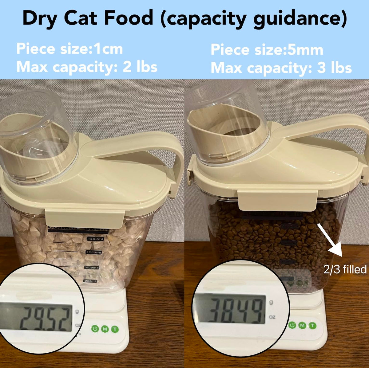 2-3 lb Airtight Dog Food Storage Container with Measuring Cup and Scoop P185