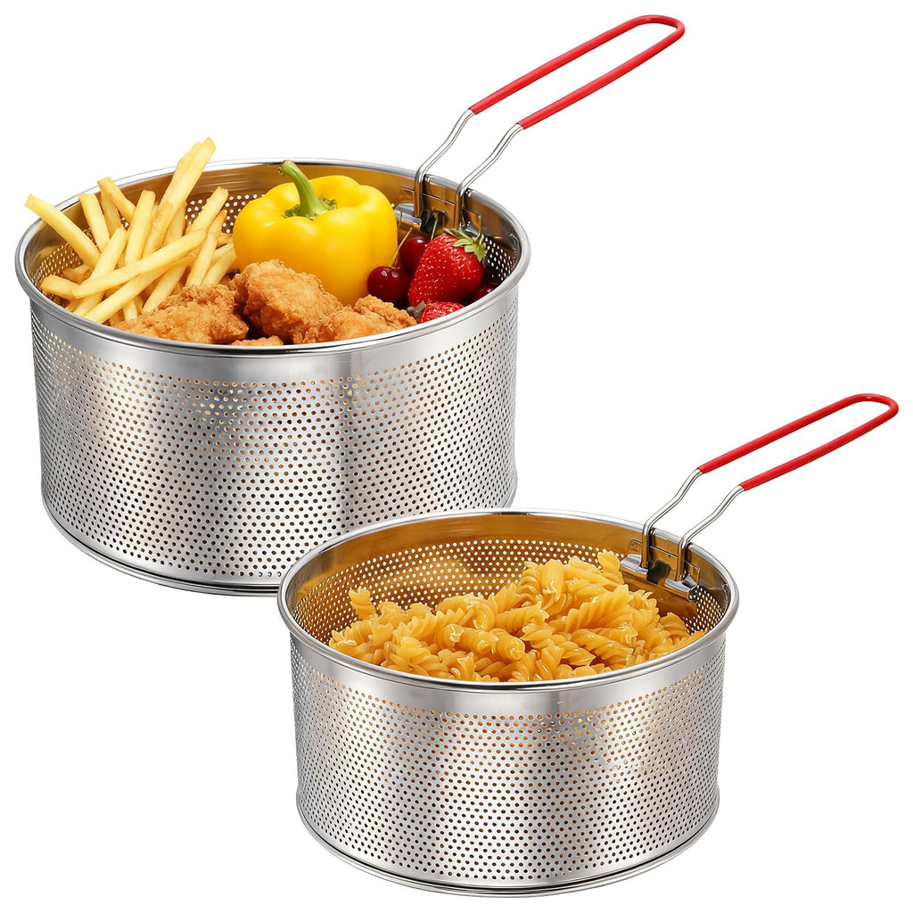 Set of 2 Stainless Steel Pasta Strainers with Removable Handle N942