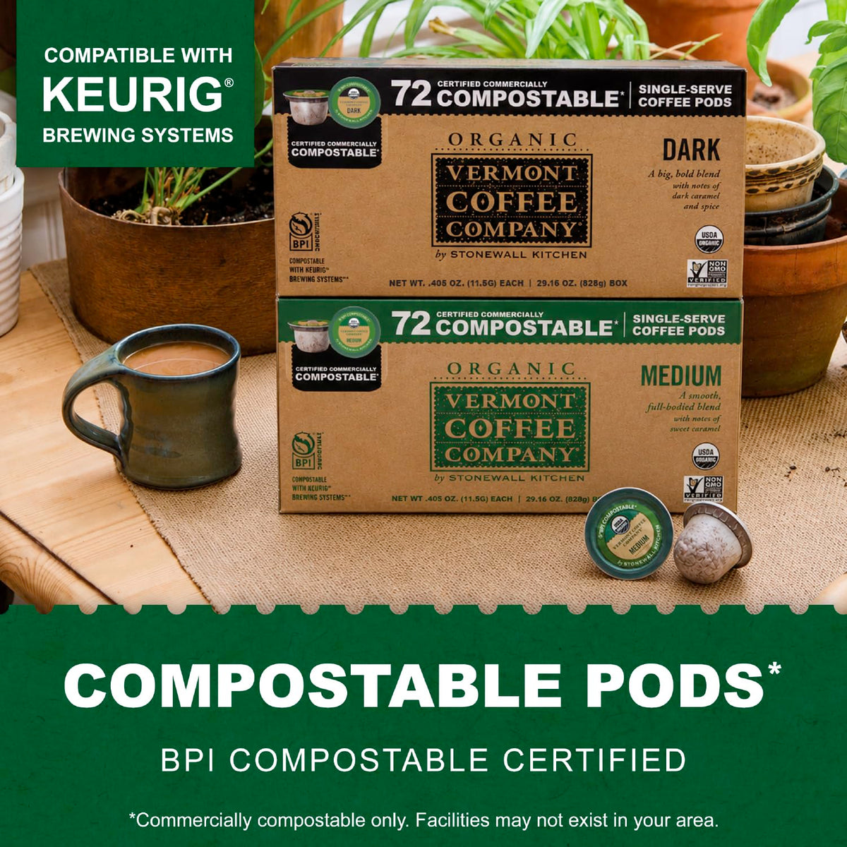 Organic Medium Roast Compostable Coffee Pods, 10CT P10950