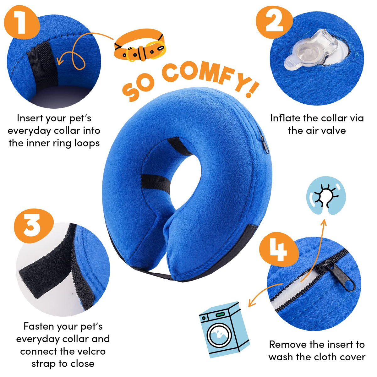 Inflatable Dog Cone Collar Alternative Large Blue L109