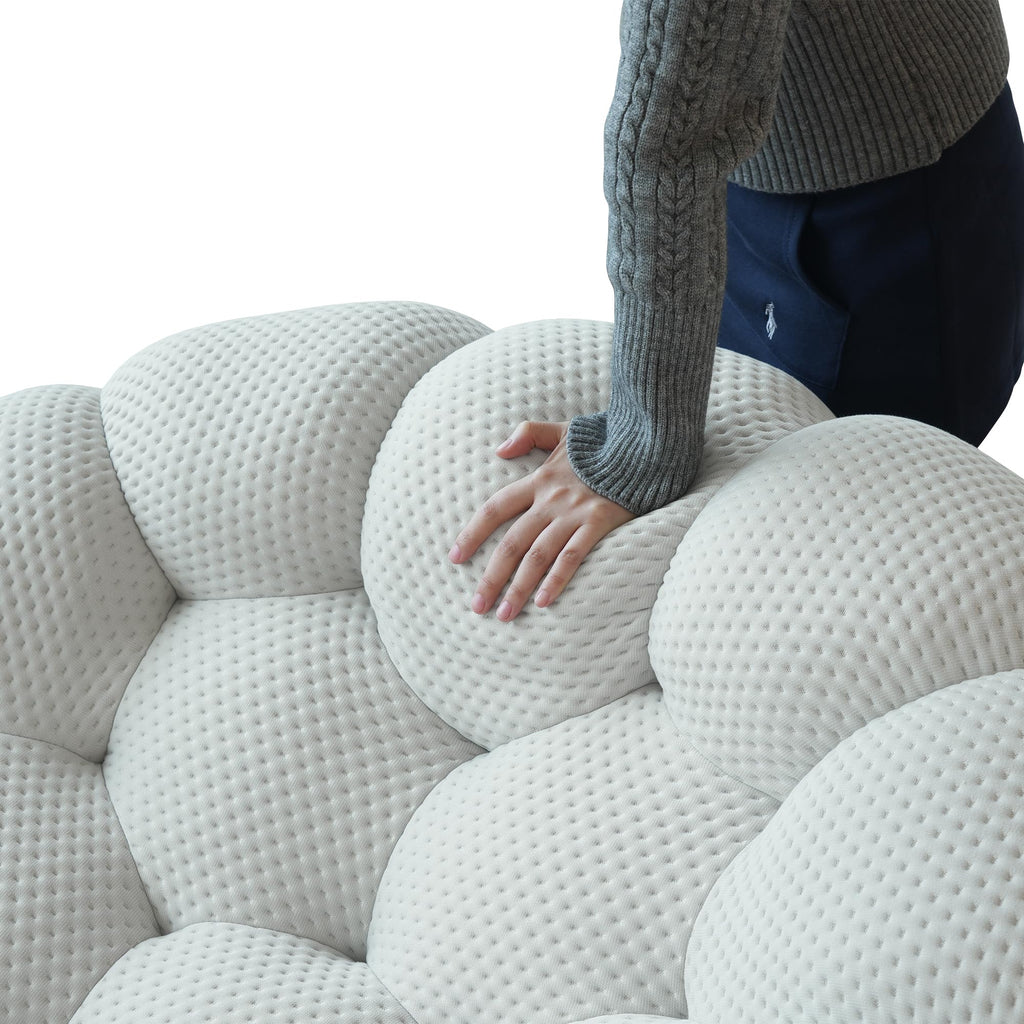 Light Grey Curved Upholstered Sofa R2082