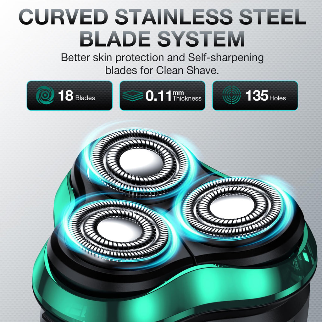 Cordless Rechargeable Rotary Electric Razor with Pop-Up Trimmer A308