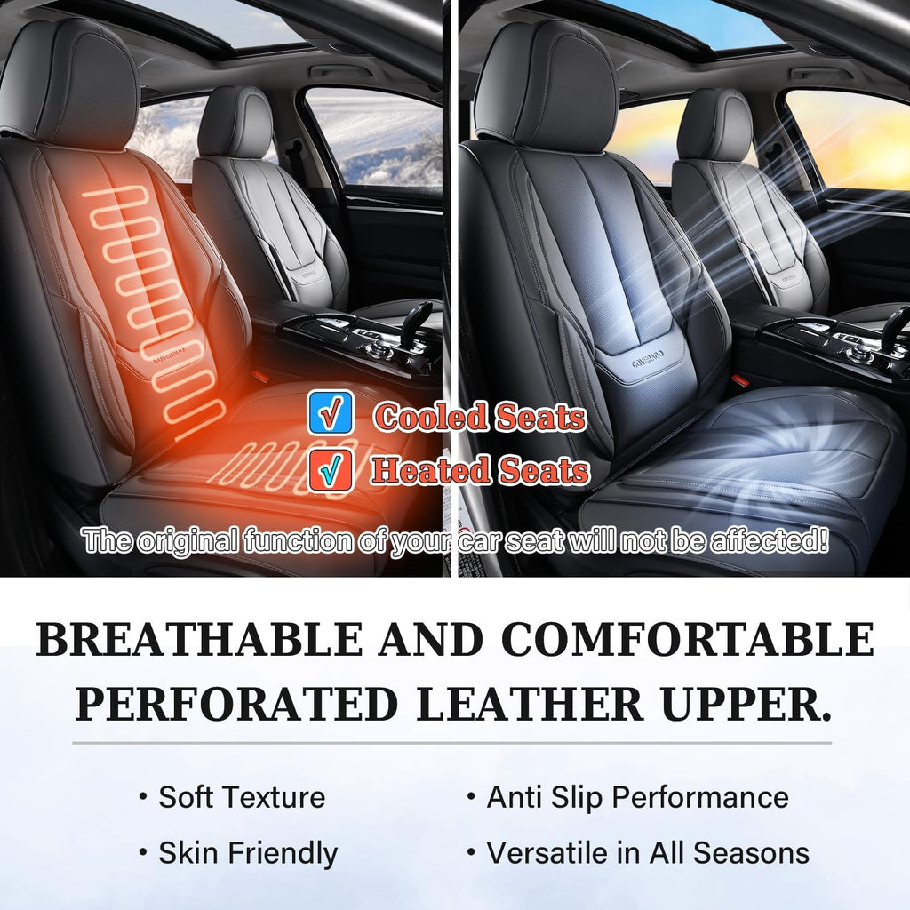 Black Full Set Waterproof Nappa Leather Car Seat Covers J76700