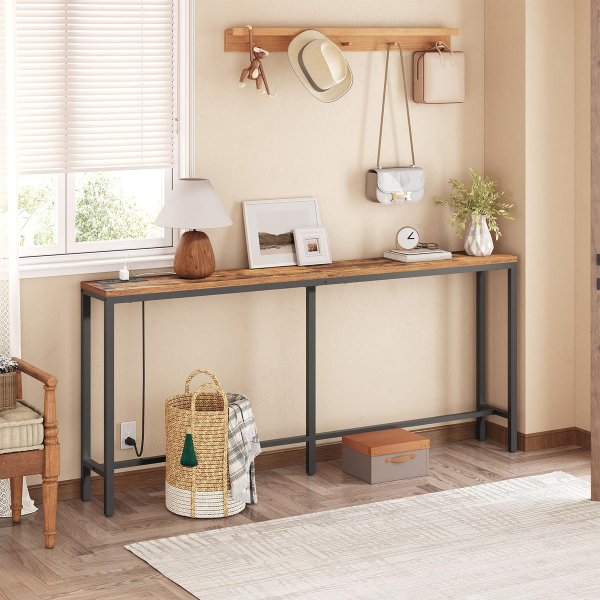 70.9" Narrow Console Table with Power Outlet Y41985