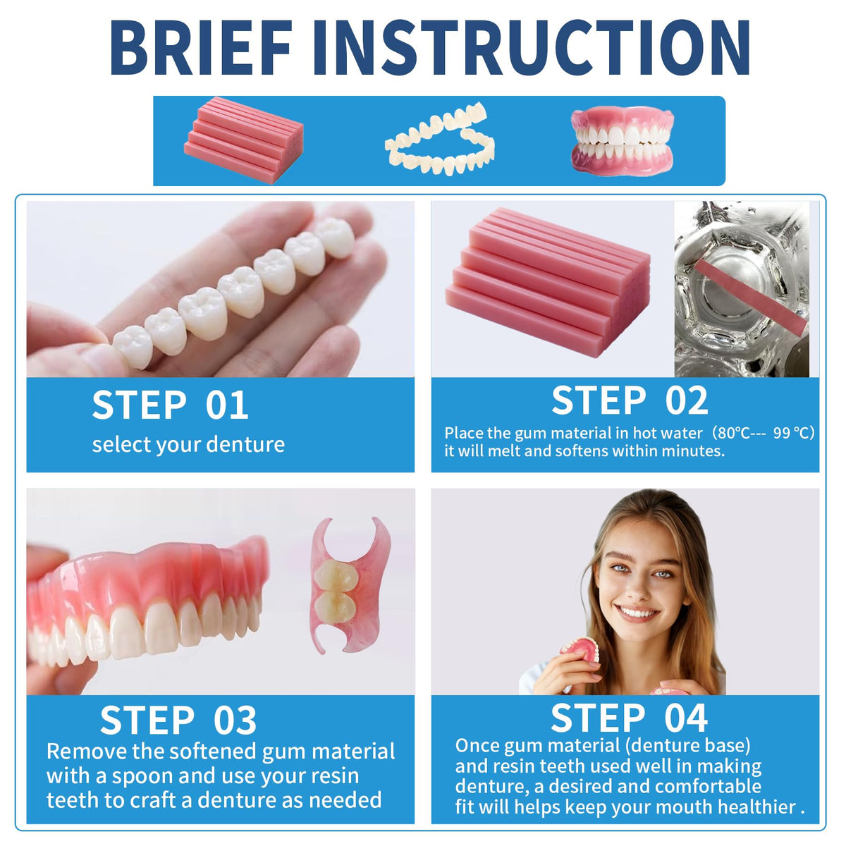 DIY Denture Full Set of Top and Bottom Fake Teeth C873