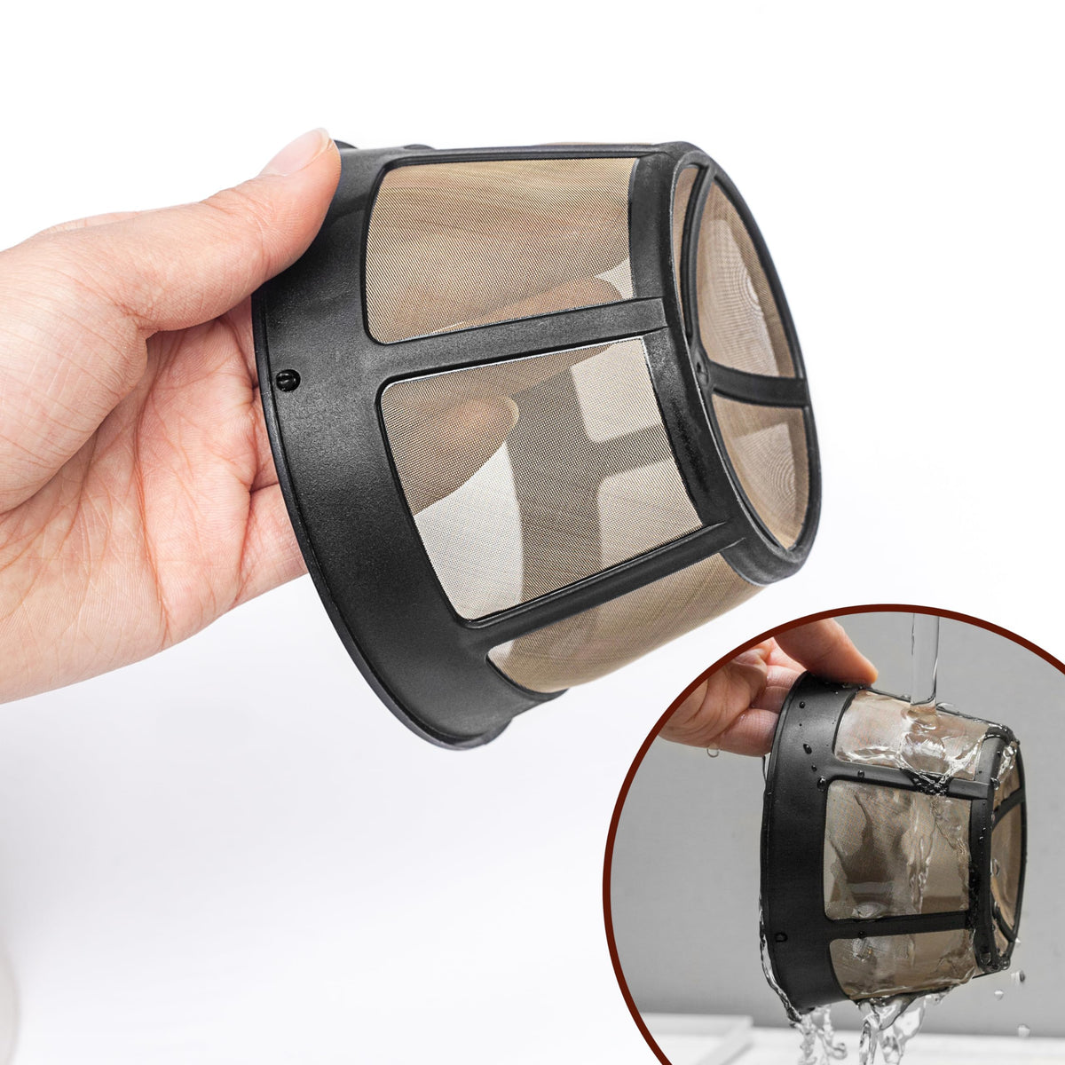 8-12 Cup Reusable Coffee Filter Basket with Mesh Bottom C808484