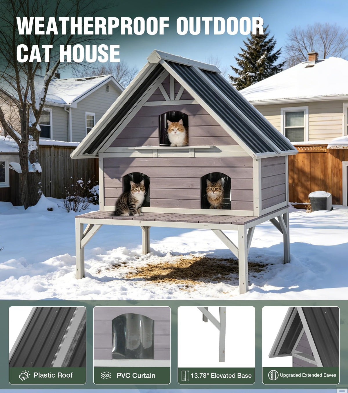 Extra Large 2-Levels Heated Insulated Cat House K950