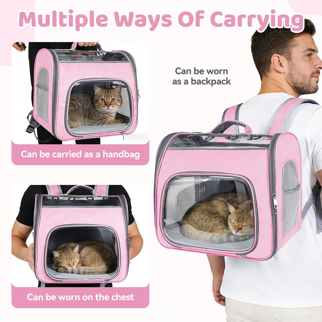 Airline Approved Cat Soft-Sided Carrier Backpack Up to 12 lbs Pink S17605