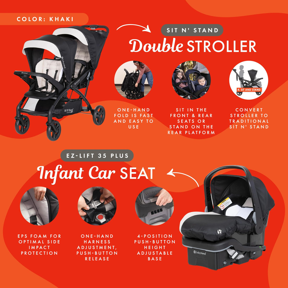 Double Stroller & 2 Car Seats A660775