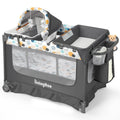 5-in-1 Pack and Play with Bassinet, Changing Table and Mat, Gray Z14990