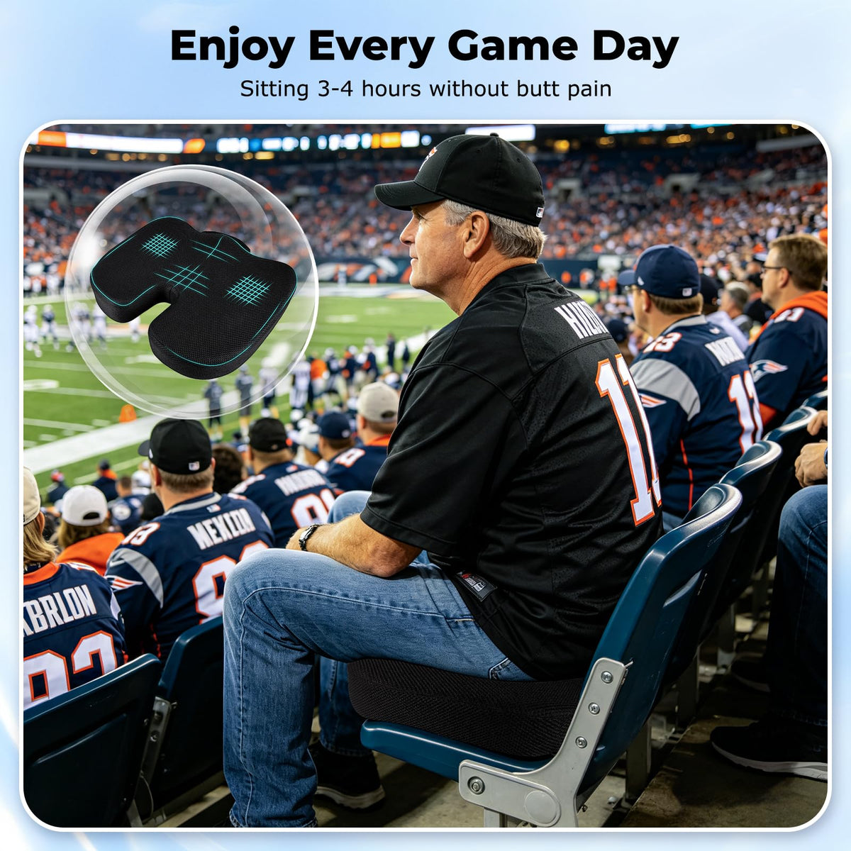 Breathable Mesh 18x14x3 inches Stadium Seat Cushions J585693
