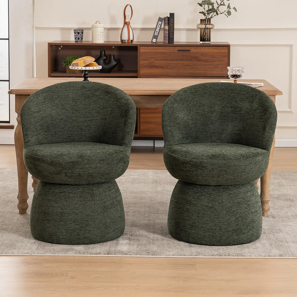 Green Boucle Fabric Swivel Accent Chair Set of 2 R874545