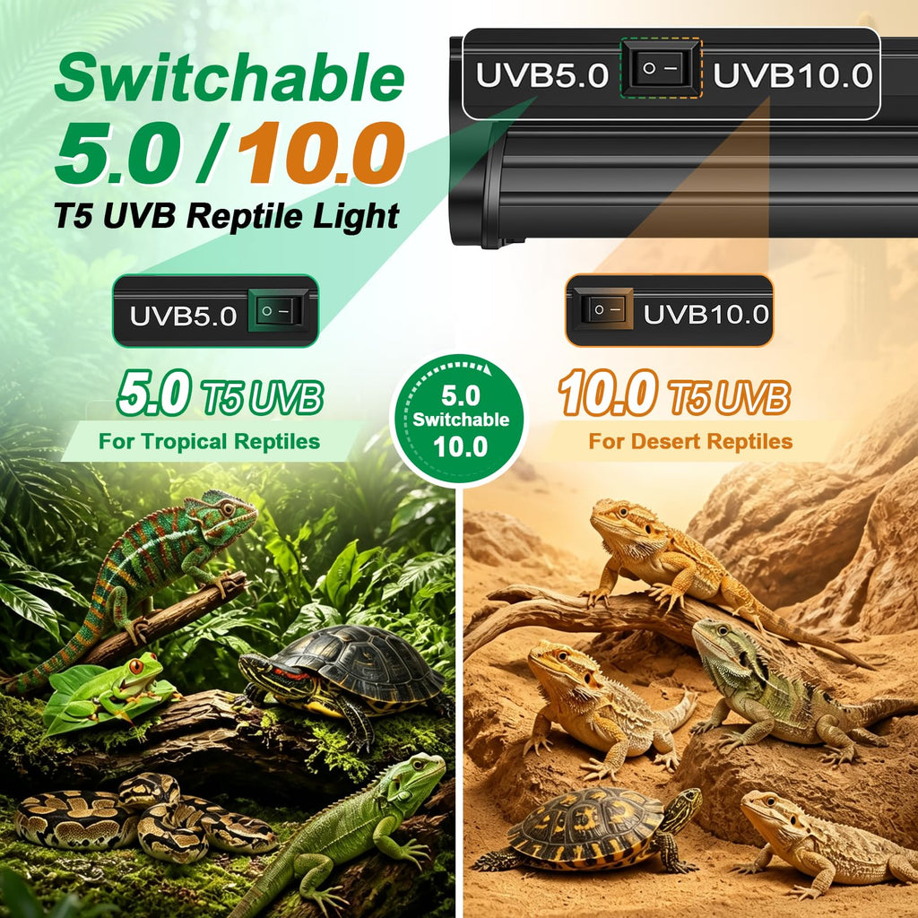 12Inch T5 UVB Reptile Light Fixture Combo Kit with Cycle Timer D783762