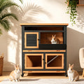 2-Tier Wooden Rabbit Hutch with Wheels Z452208