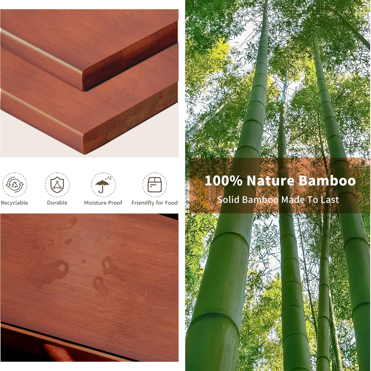 Large Double Layer Bamboo Bread Box with Clear Window P7122