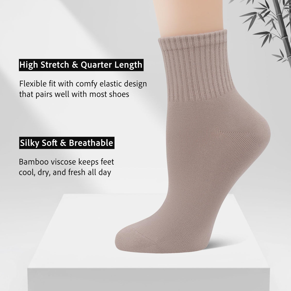 Viscose Bamboo Mini Crew Socks 5 Pairs D14592