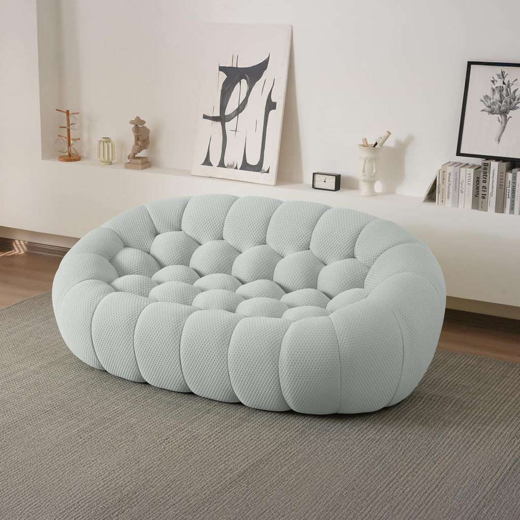 Light Grey Curved Upholstered Sofa R2082