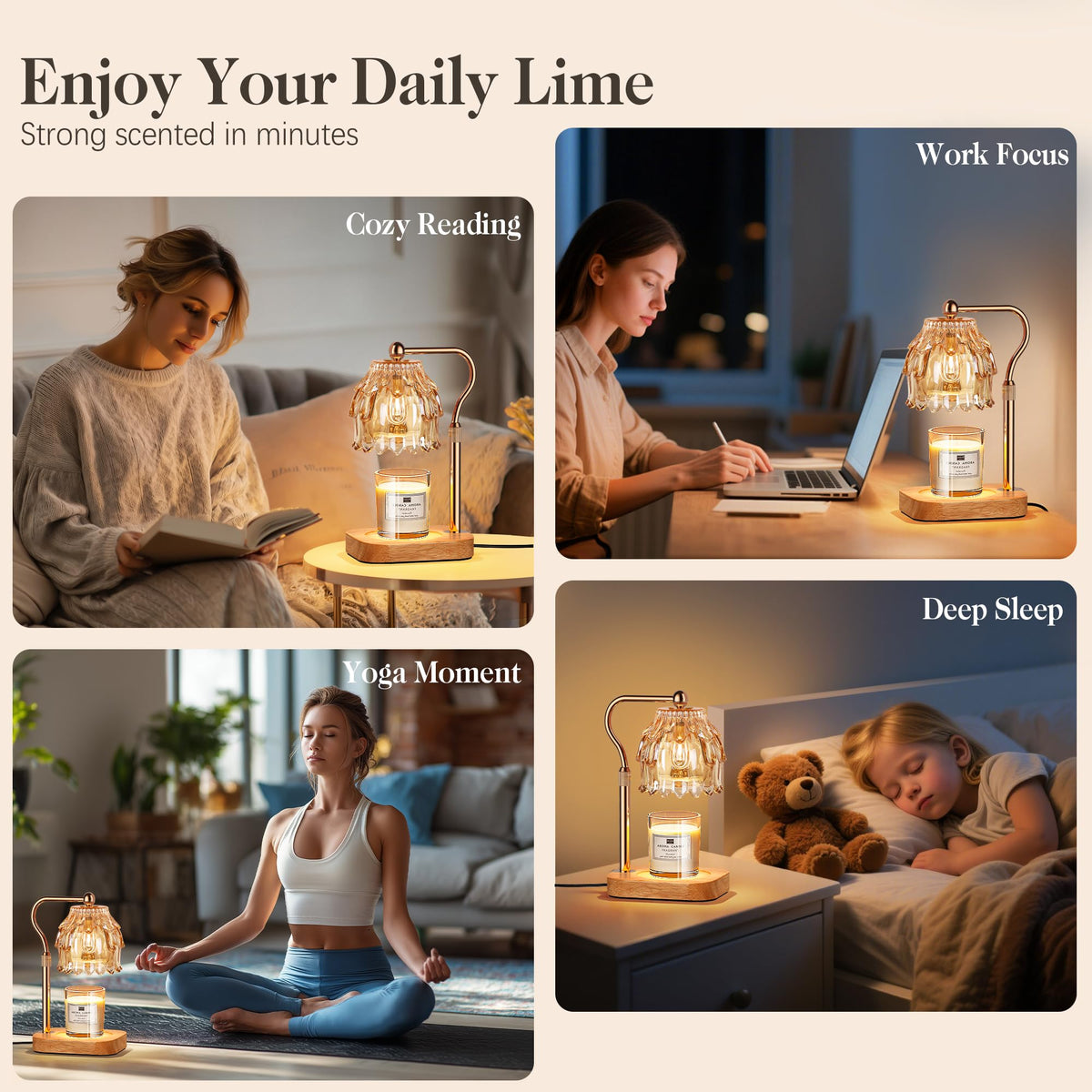 Candle Warmer Lamp with Timer Dimmer Adjustable Height Glass X64589