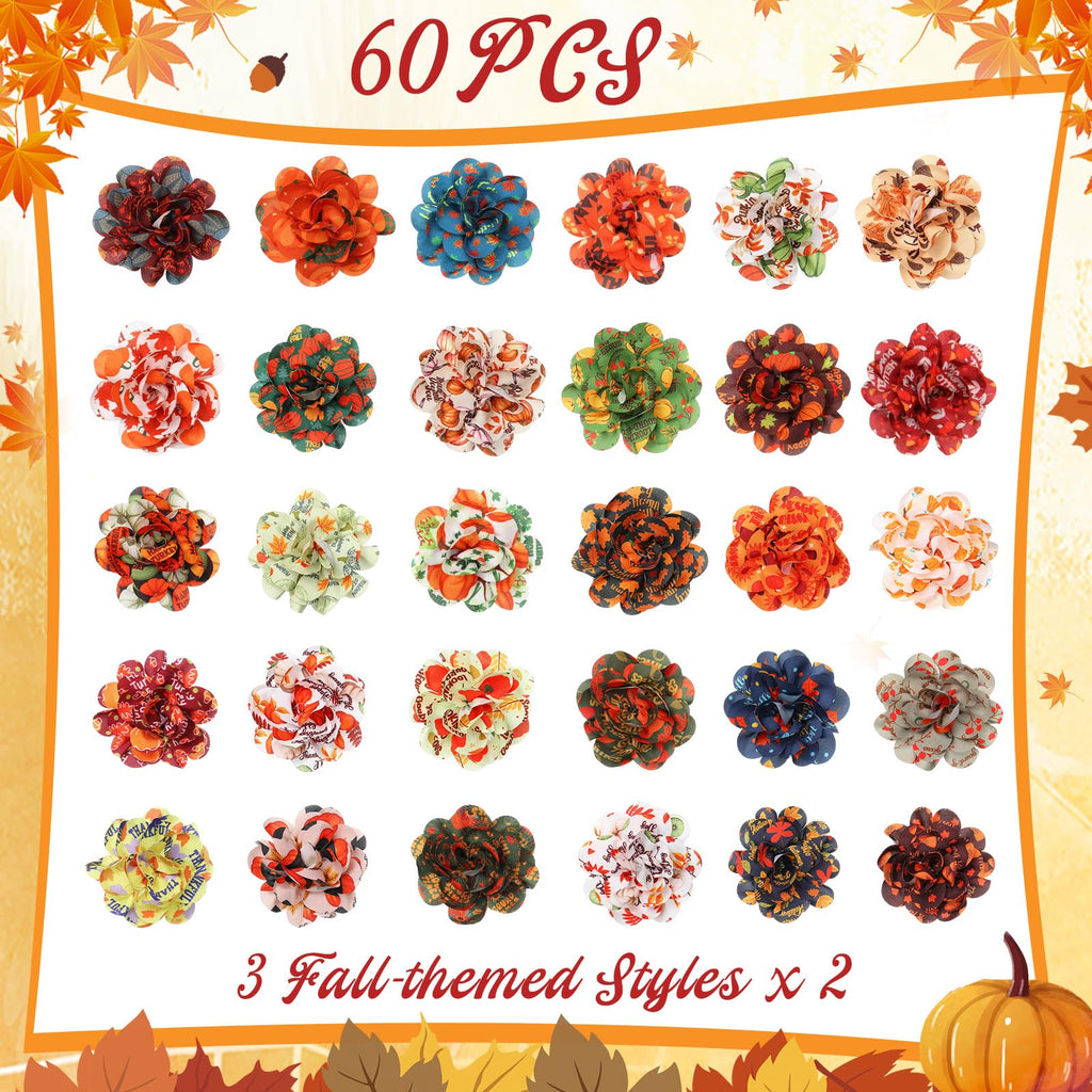 60 Pcs Fall Pet Bow F7329