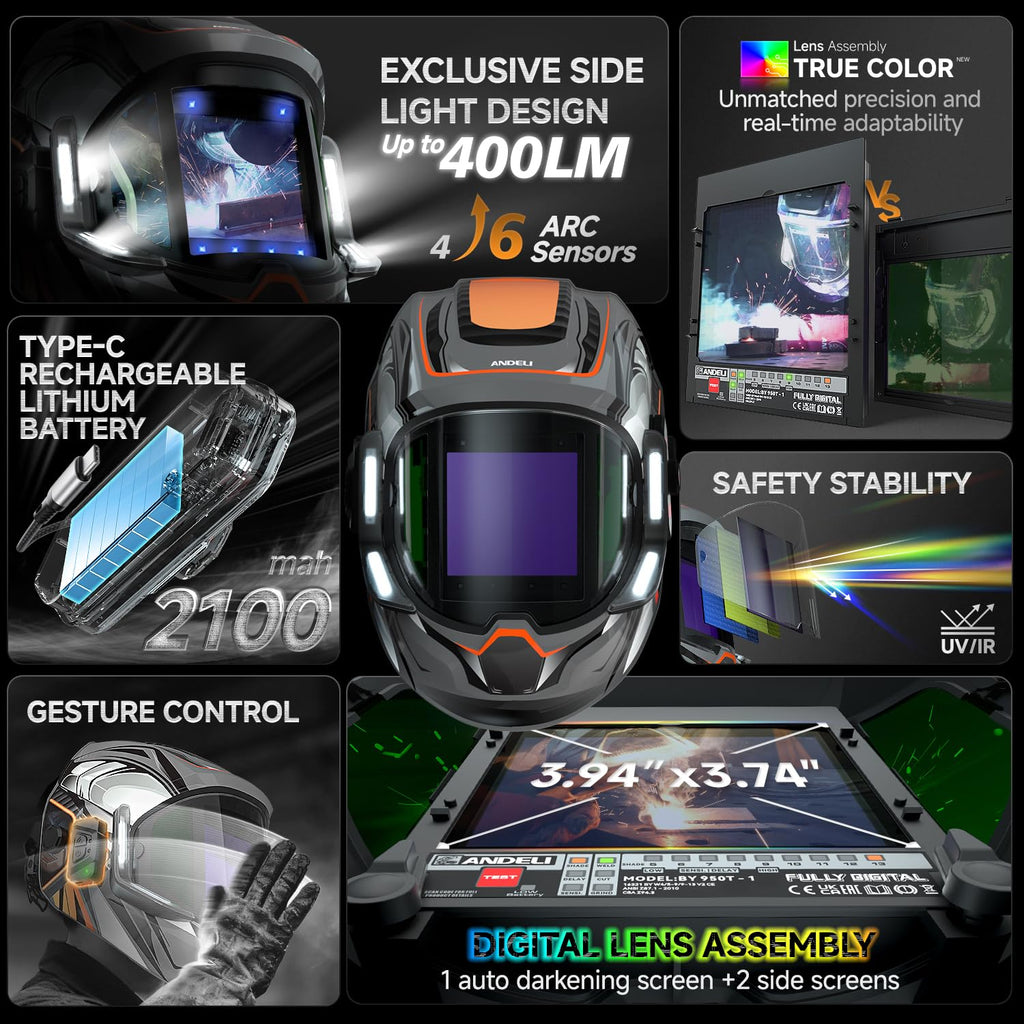 Auto Darkening Welding Helmet with Light J72412