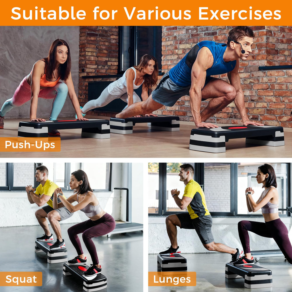 31" Adjustable Aerobic Step Platform with 4 Stackable Risers Y231482