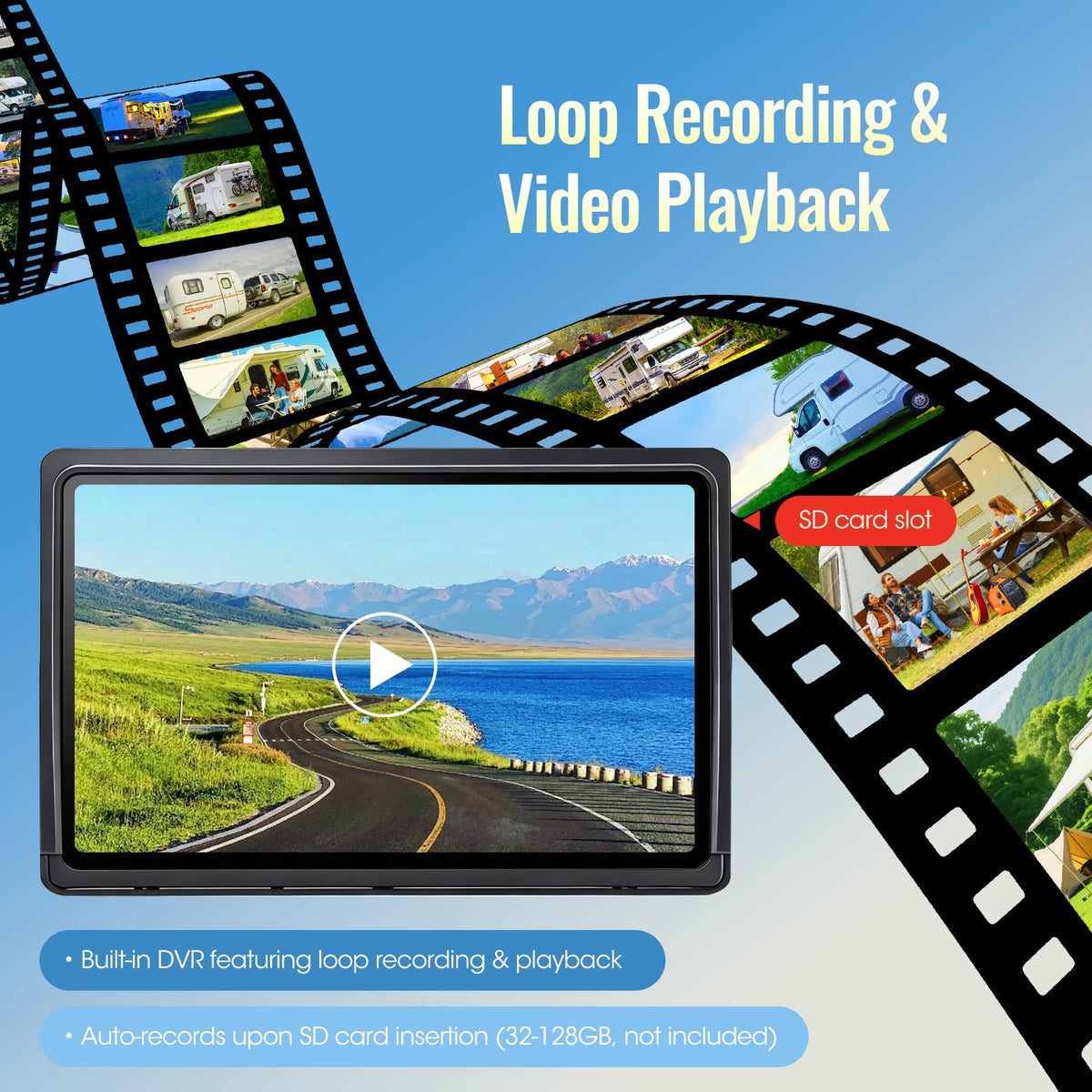 7" Wireless Backup Camera System with DVR Split Screen Monitor D7654