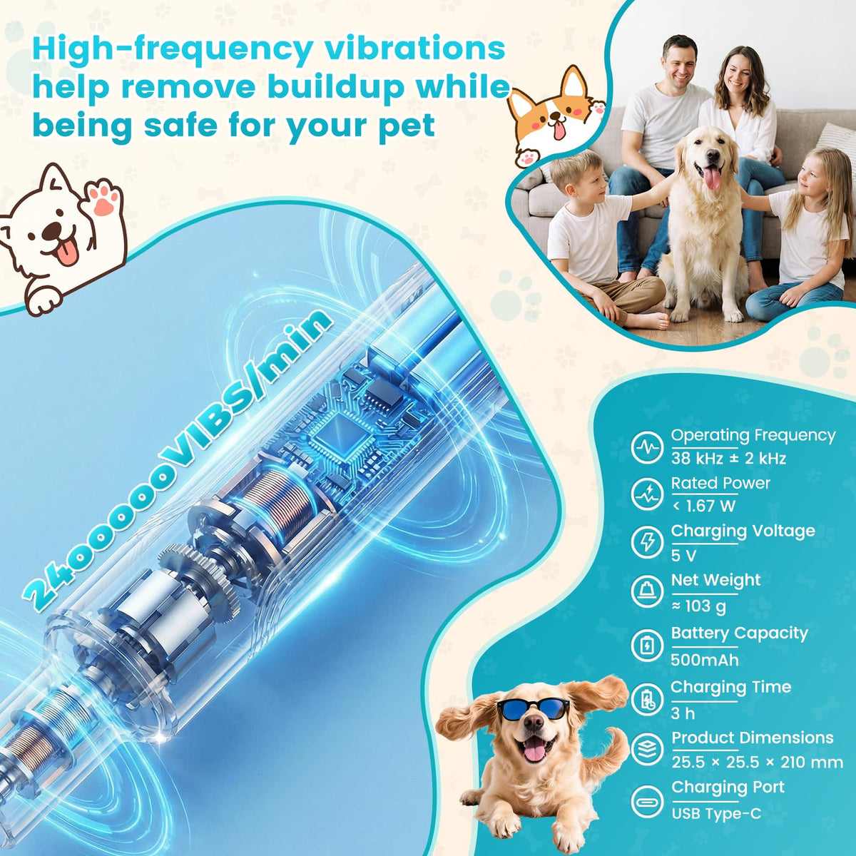 Dog Ultrasonic Tooth Cleaner with LED Light J672